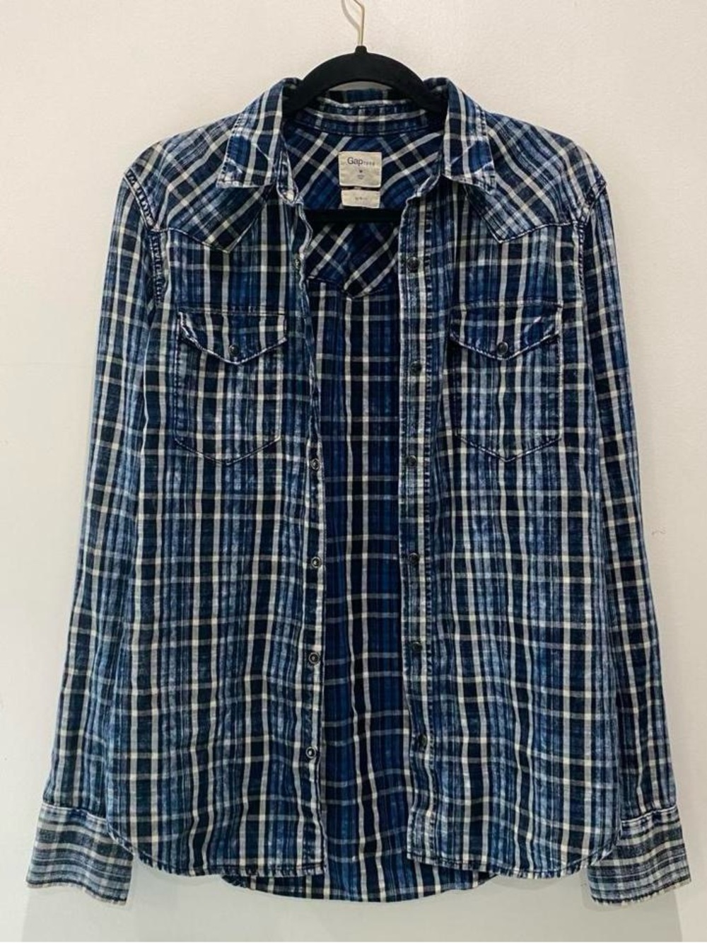 GAP Blue and White Plaid Shirt
